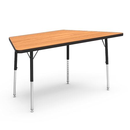 Virco 25.81 in. W, 60 in. L, 17-25 in. H, Medium Oak Top / Black Edge 48TRAP60LO